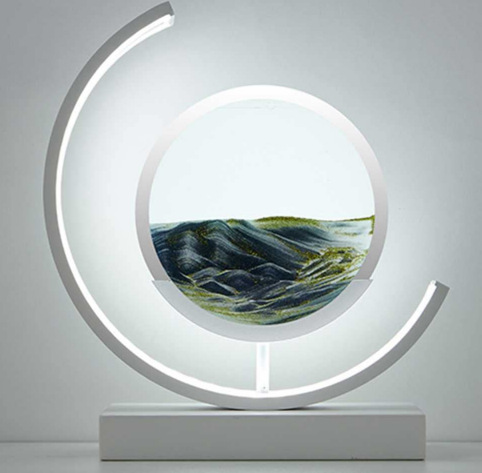 White 3D Sand Painting Table Lamp