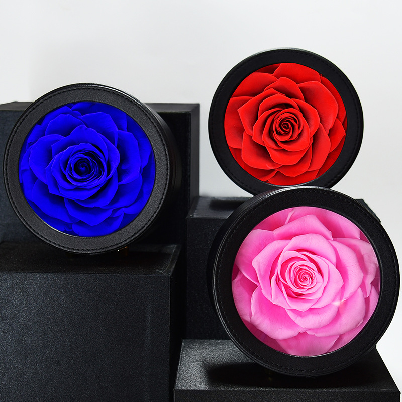 Preserved Rose in PU Leather Box for Home Decor Gift for Her