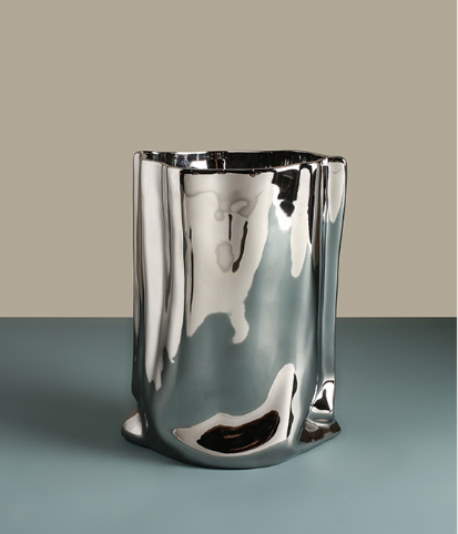 Silver Ceramic Vase