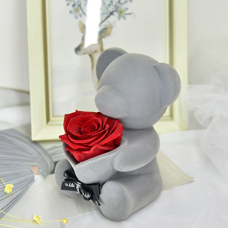 Bear Rose Gifts Preserved Eternal Flowers Romantic Gift Decor