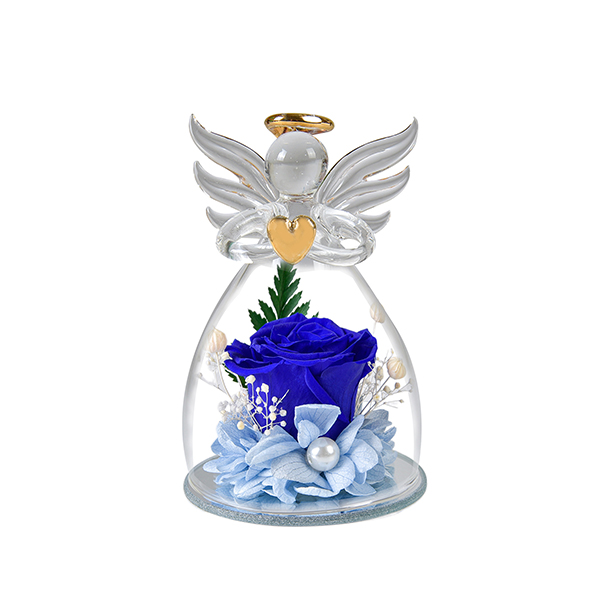 Eternal Rose in Glass Angel Figurines Romantic Gift for Her
