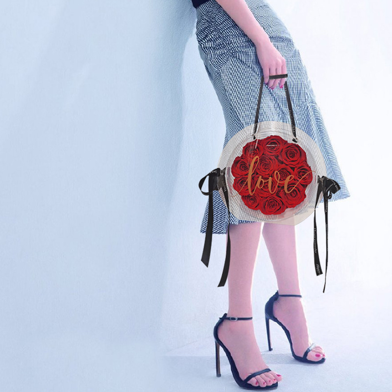 Beautiful Eternal Rose Flower in Acrylic Handbags Gifts for Ladies