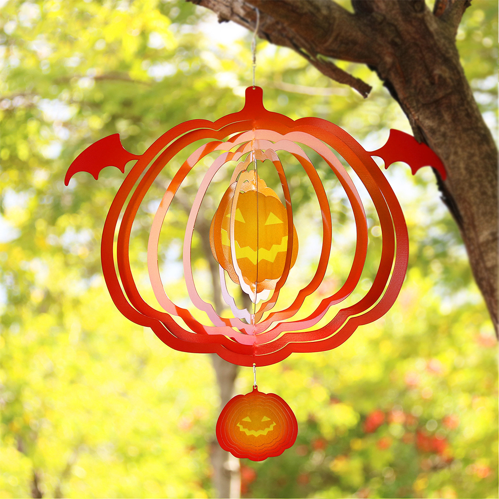 Stainless Rotating Pumpkin Wind Chime Hanging Ornament for Garden