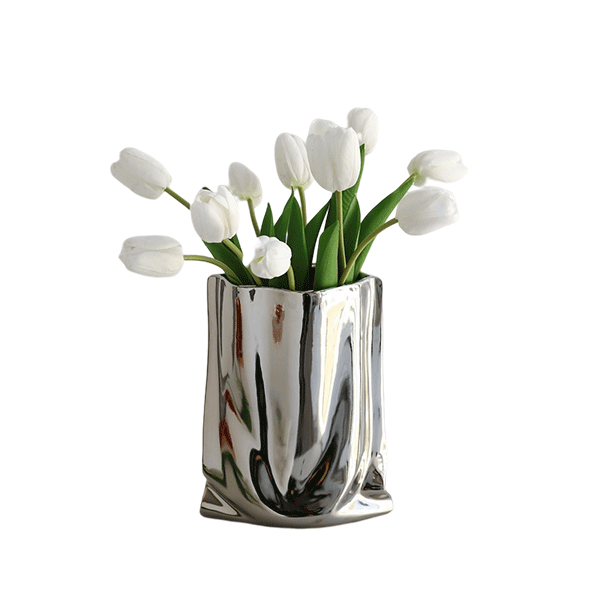 Silver Ceramic Vase