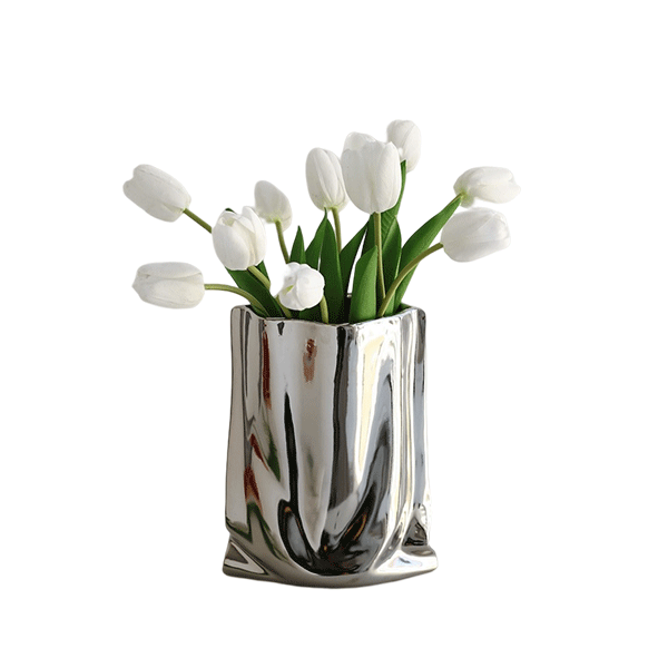 Silver Ceramic Vase