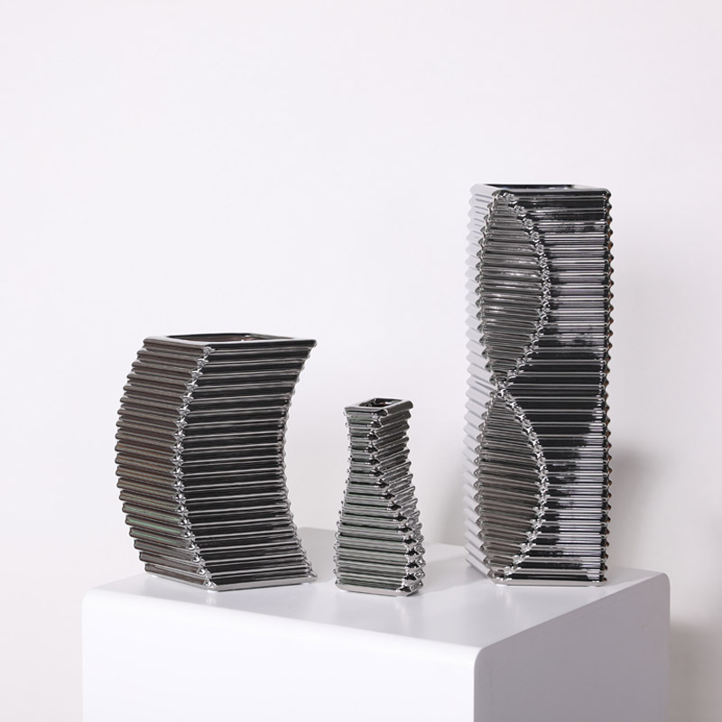 Silver Flower Vase for Home Decor Modern Ceramic Vase