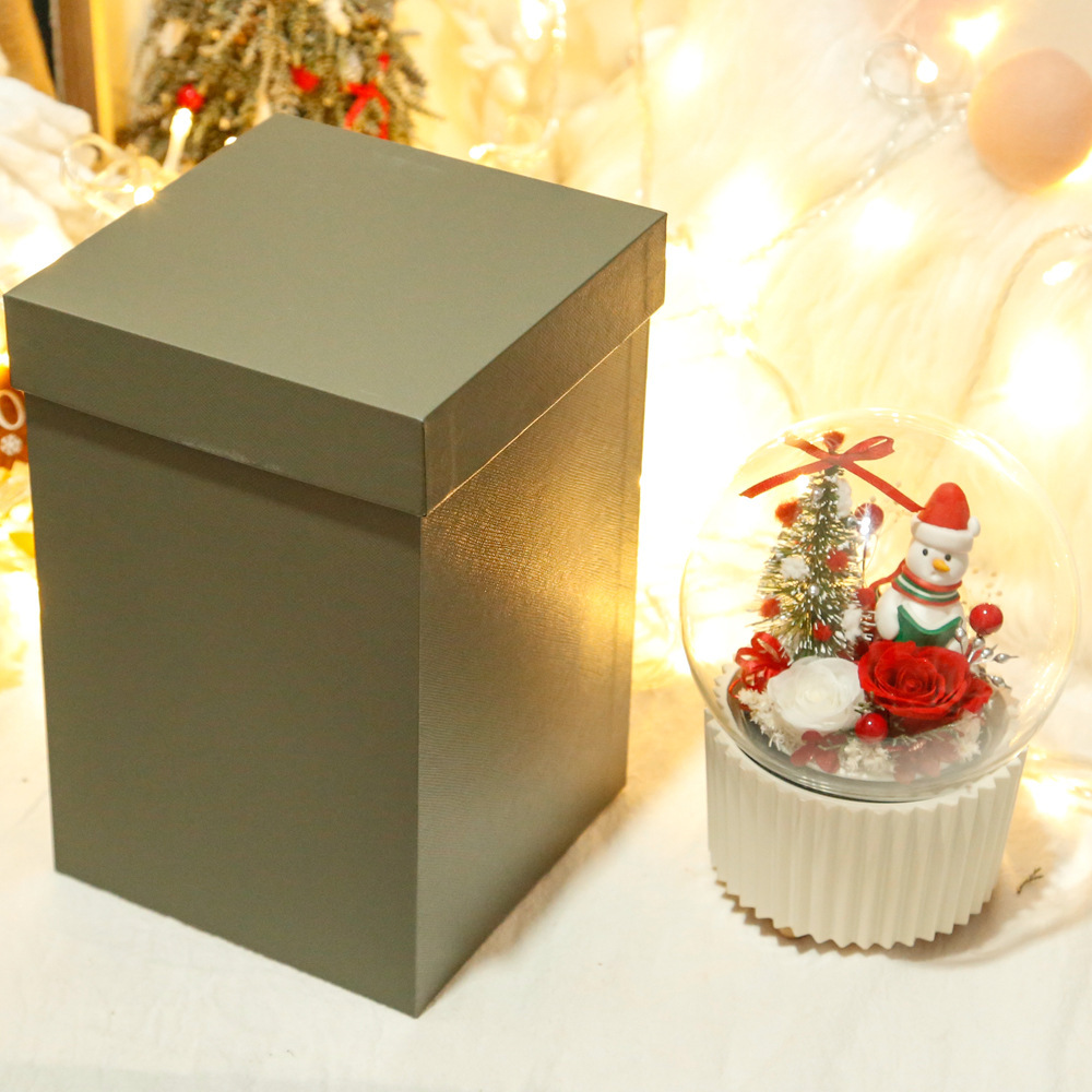 Santa Claus Eternal Flowers Rose Gift Christmas Decor for Home