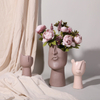 Ceramic Flower Vase Human Face Sculpture for Home Decor