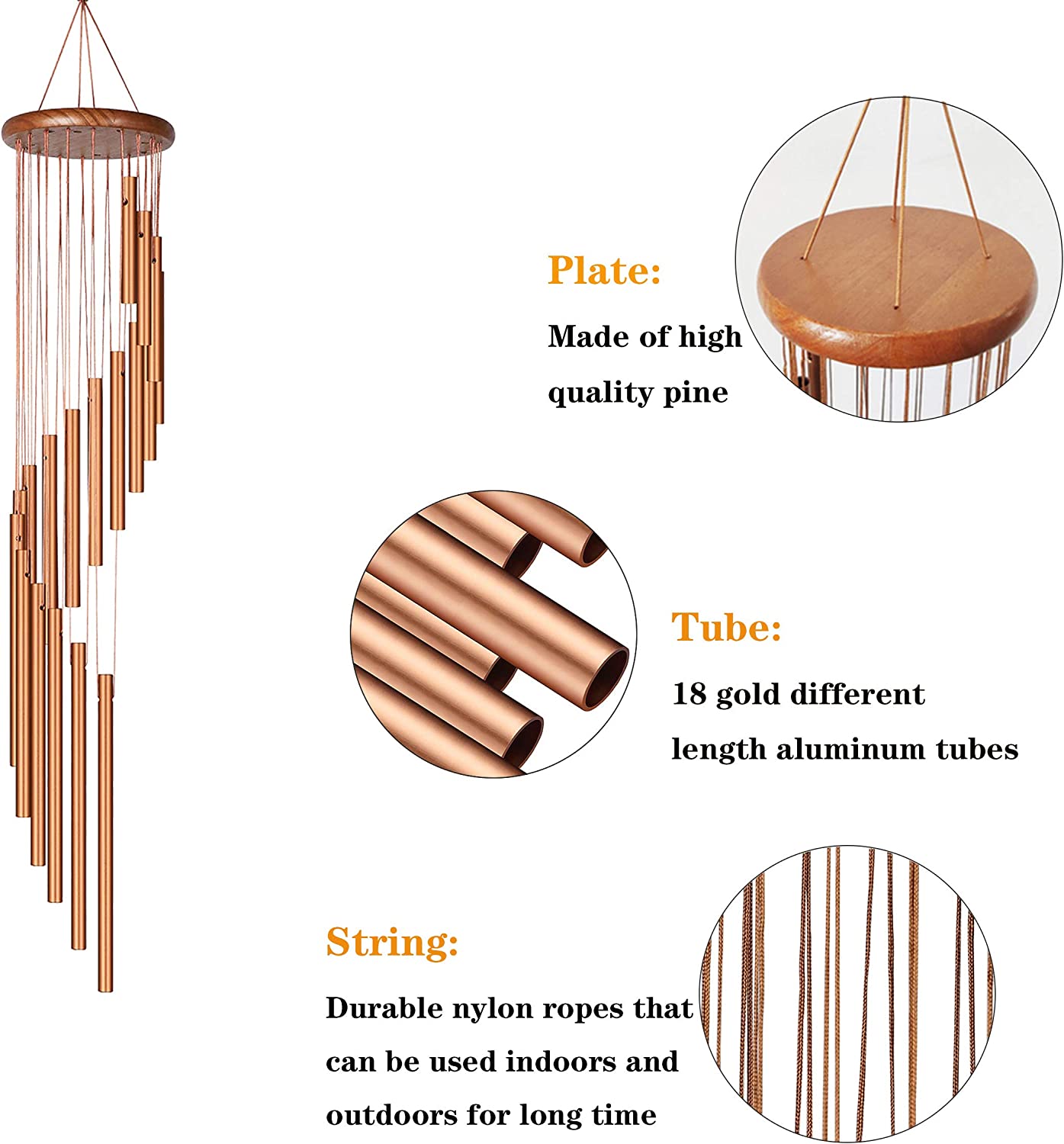 Aluminum Tubes Wind Chimes for Outside Garden Decoration