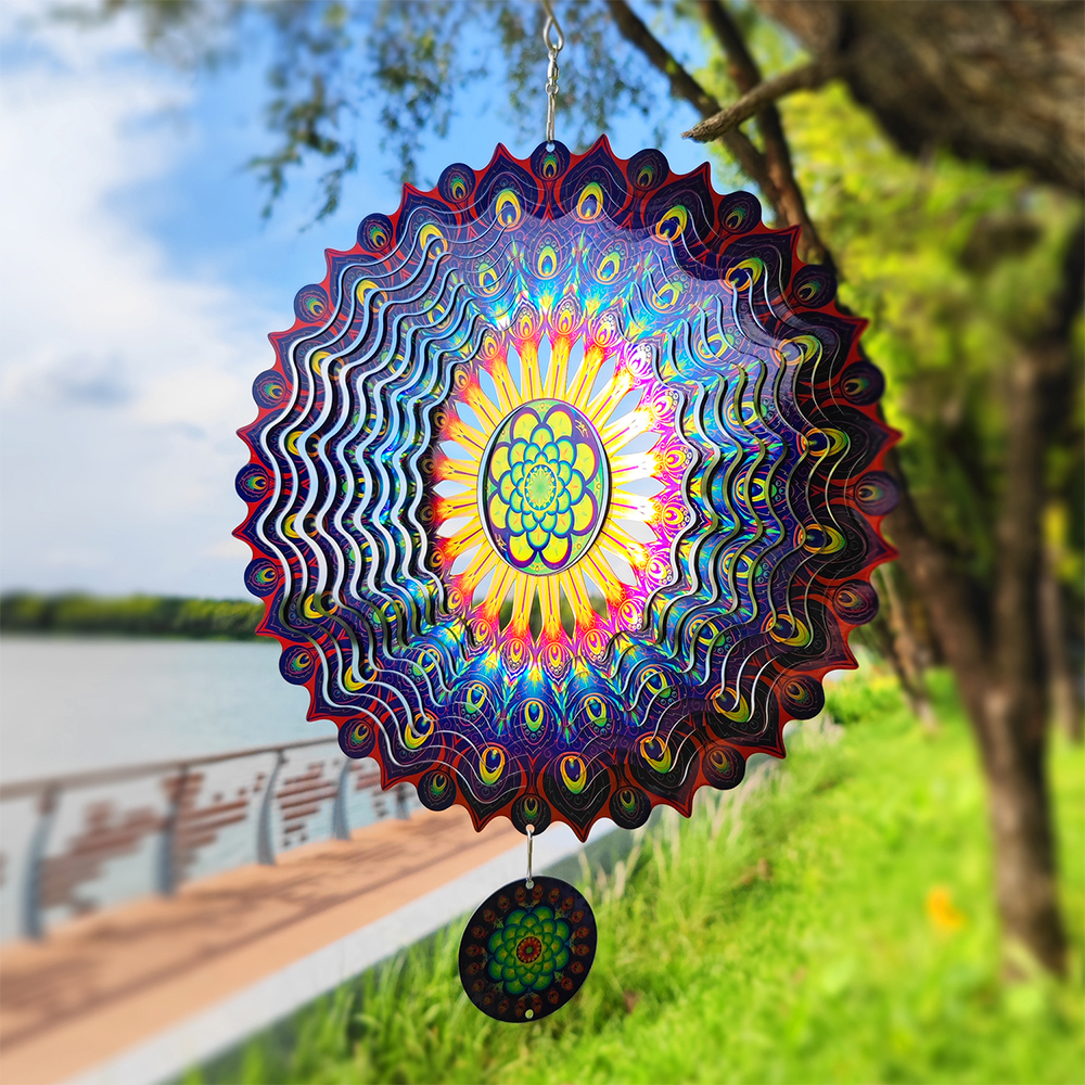 Peacock Tail 3D Wind Chime for Garden Hanging Decoration