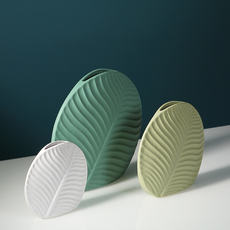 Leaves Pattern Creative Ceramic Floral Vase Home Decor Ideal Gifts