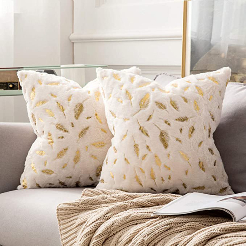 Feather Bronzed Throw Pillow