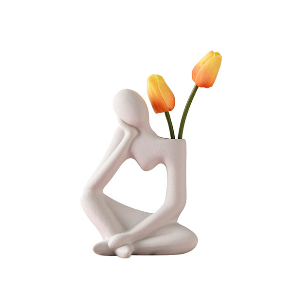 Thinker Statue Art Vase Abstract Decor