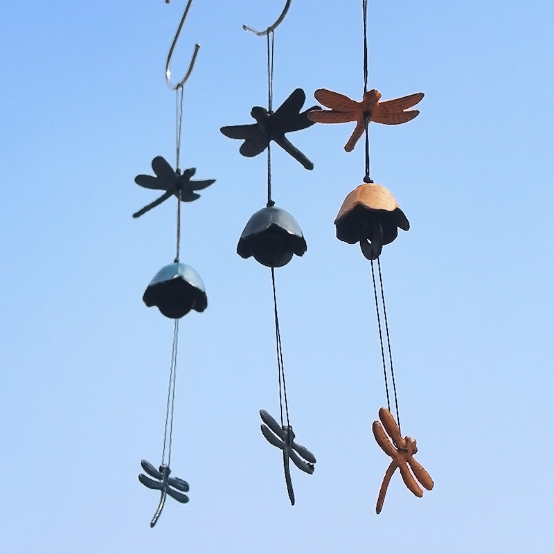 Dragonfly Wind Chimes Iron Japanese Lucky Bells Hanging Decor