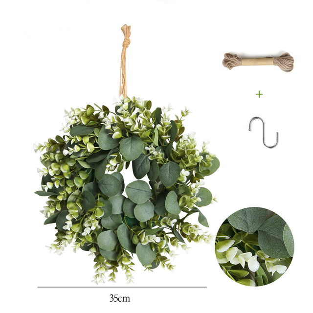 Artificial Eucalyptus Leaf Wreath Window Home Patio Garden Decor