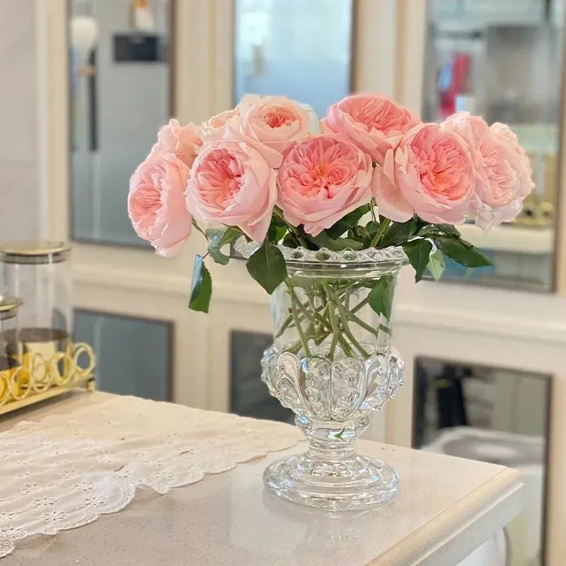 French Clear Cameo High Glass Vase
