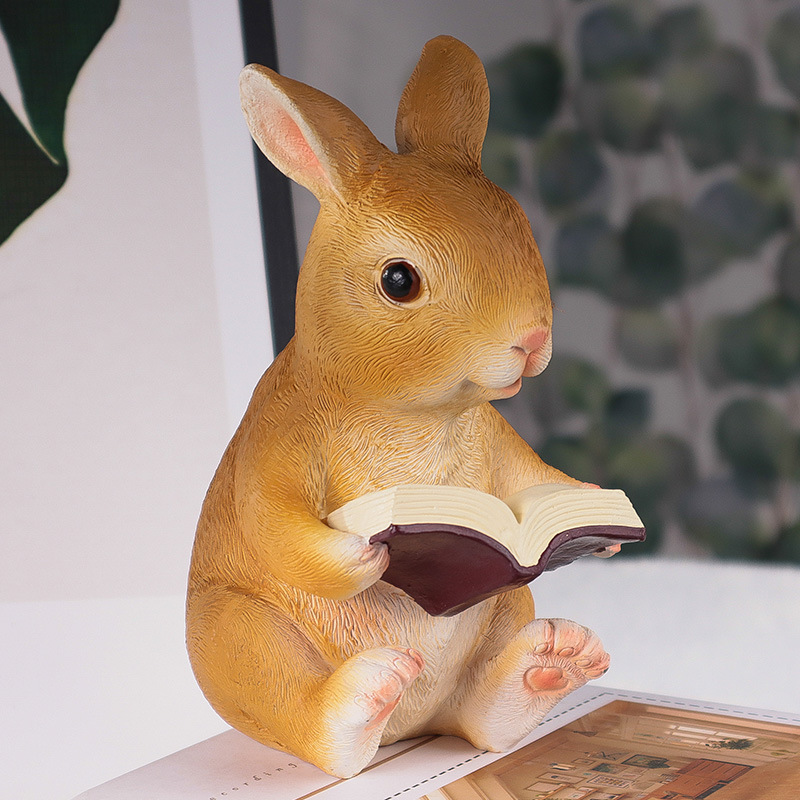 Rabbit Statue Easter Resin Figurine Sculpture for Home Desktop And Garden Lawn