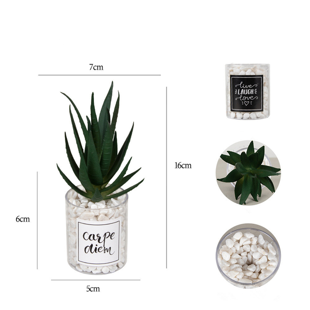 Artificial Succulent Fake Aloe Potted Plant Home Office Table Decor