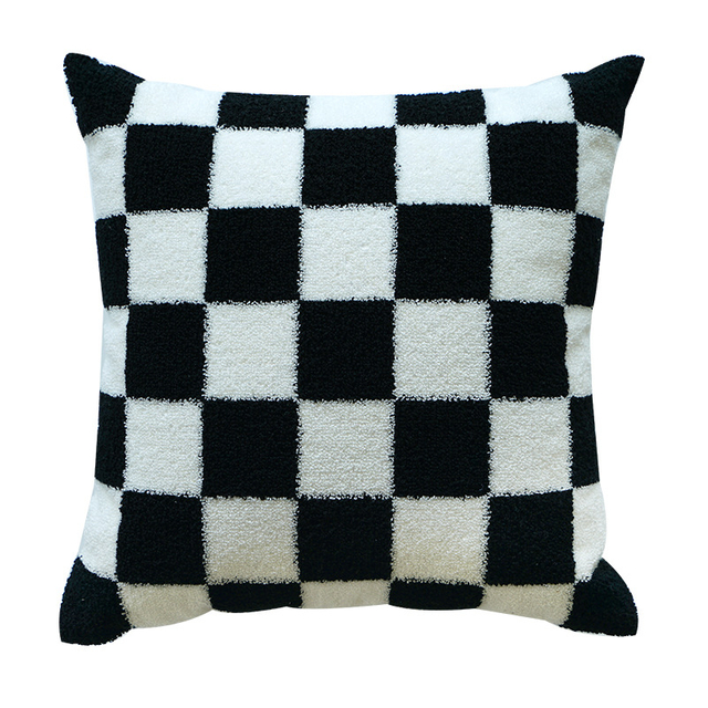 Checkerboard Towel Embroidered Throw Pillow