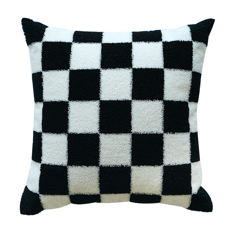 Checkerboard Towel Embroidered Throw Pillow
