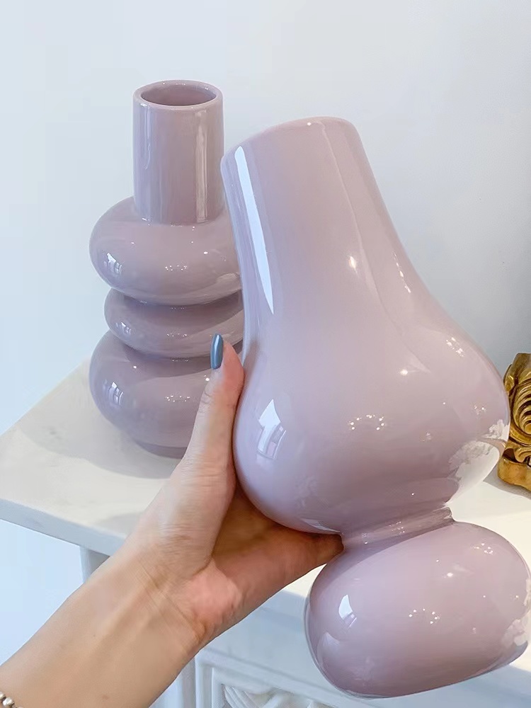 French Milk Purple Ceramic Vase