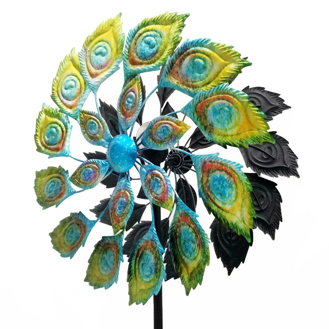 Peacock Wind Spinner Solar Light Garden Decoration