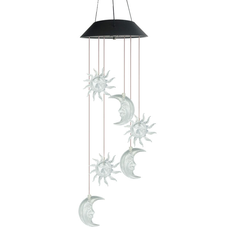 Solar Sun And Moon Wind Chimes Outdoor Garden Light