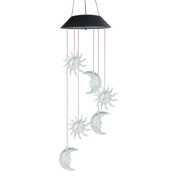 Solar Sun And Moon Wind Chimes Outdoor Garden Light