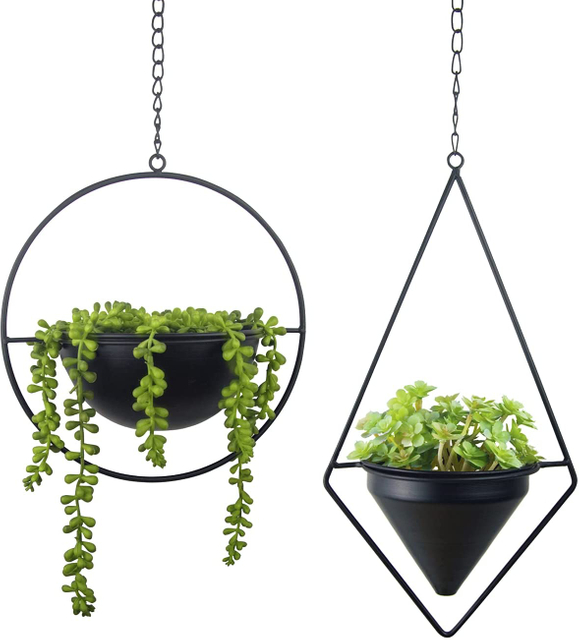 Metal Hanging Planters Geometric Plant Pot