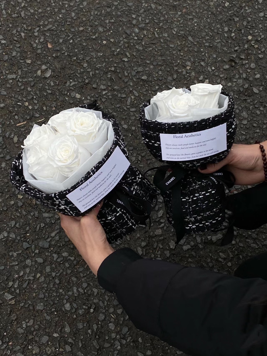 Black And White Preserved Flower Bouquet