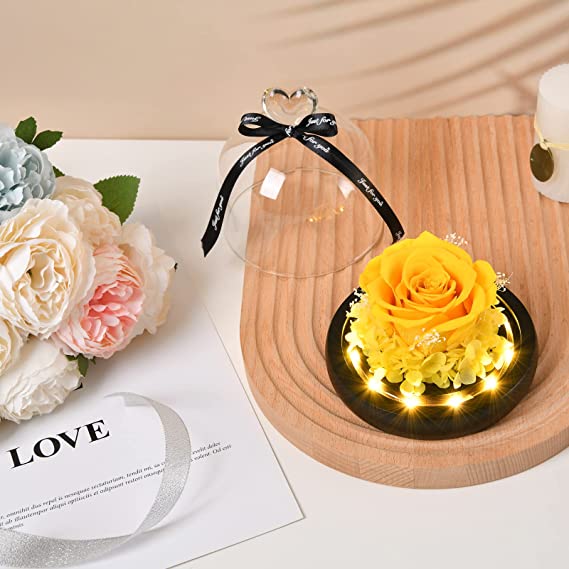 Yellow Eternal Rose Birthday Gift for Her