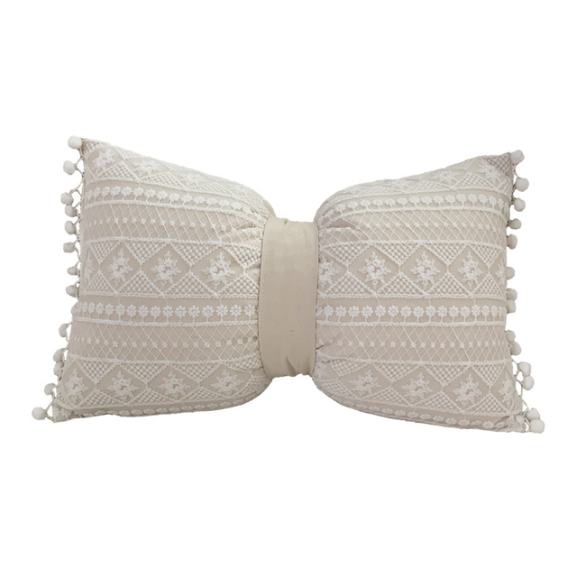 Mesh Lace Bow Tie Throw Pillow 