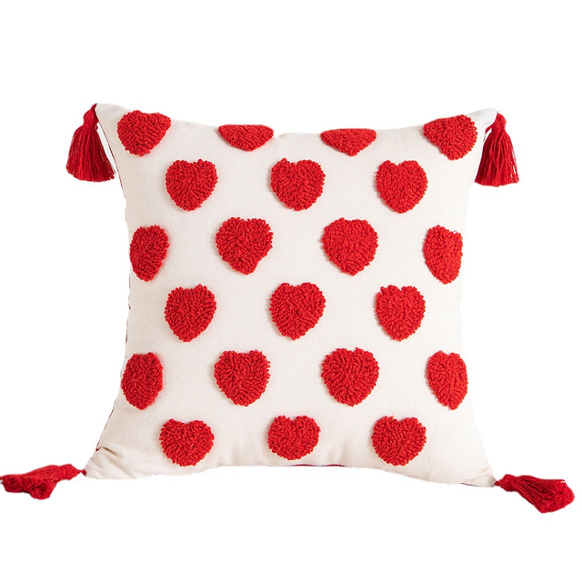  Love Embroidered Tufted Tassel Pillow