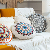 Hand Embroidered Round Throw Pillow