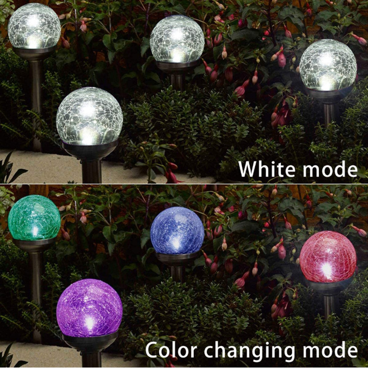 Cracked Glass Ball Solar Garden Lights Outdoor Pathway Decoration