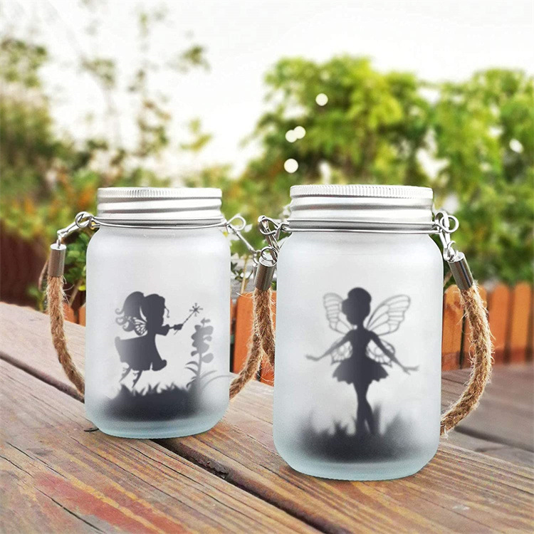 Solar Lantern Fairy Lights Garden Frosted Glass Ornament Lights