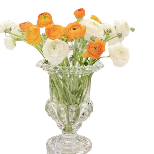 French Clear Cameo High Glass Vase
