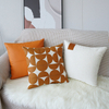 Orange Circle Leather Throw Pillow