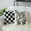 Checkerboard Towel Embroidered Throw Pillow