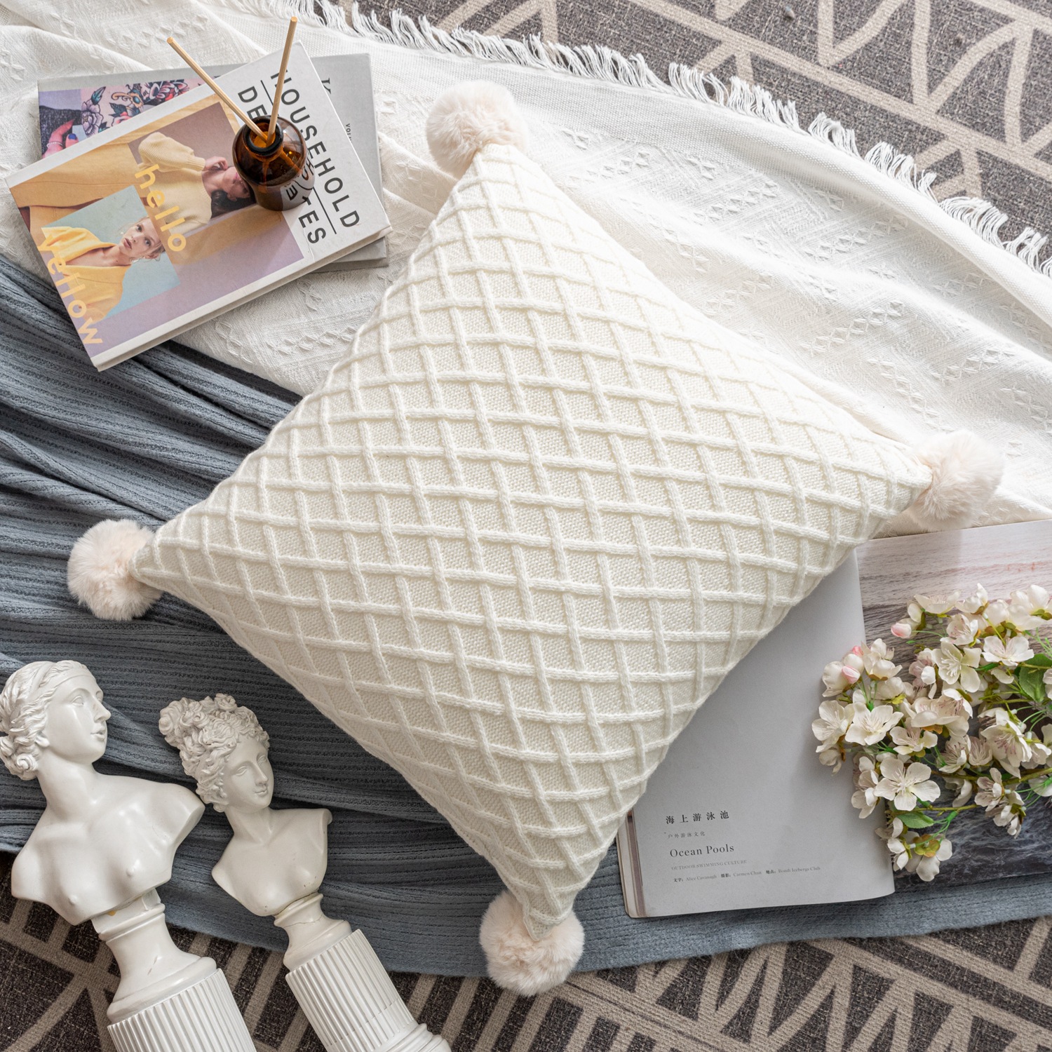 Wool Knitted Throw Pillow
