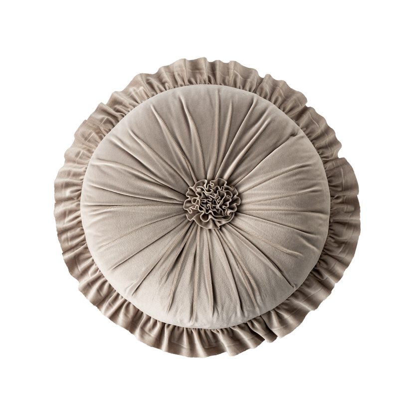 Round Flower Ruffled Edge Throw Pillow