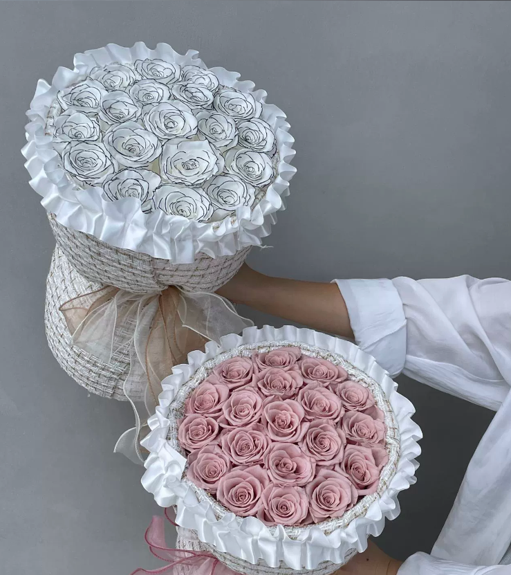 Crinkled Fabric Preserved Flower Bouquet