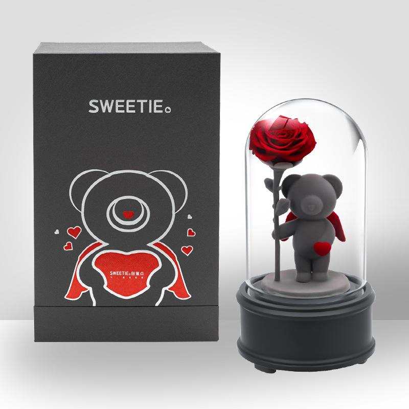 Forever Rose Bear Acrylic Gift Box