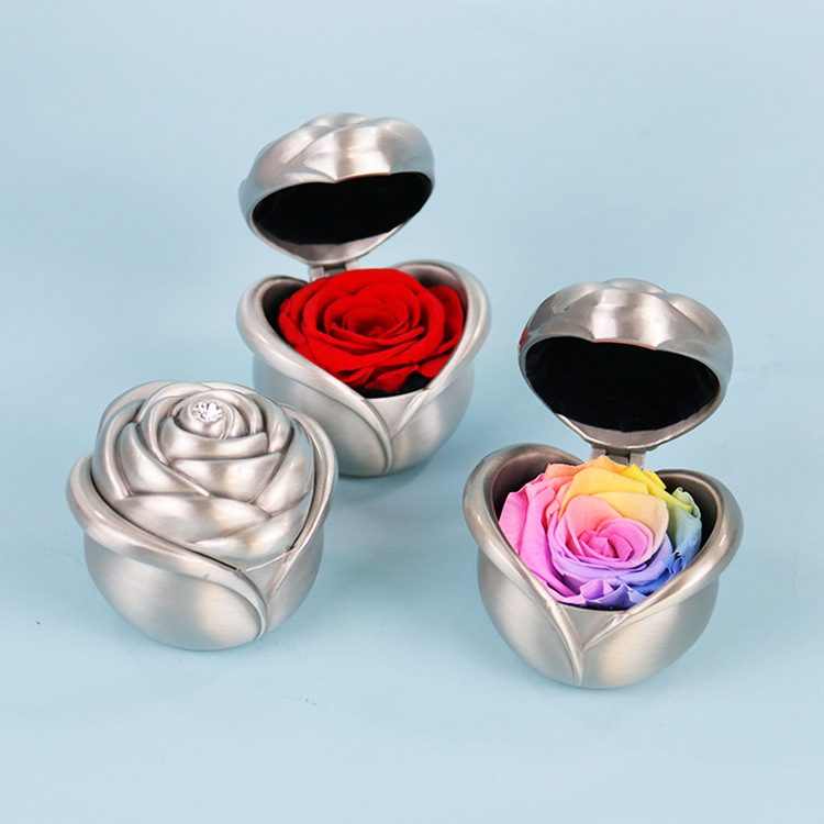 Single Rose Metal Jewellery Box
