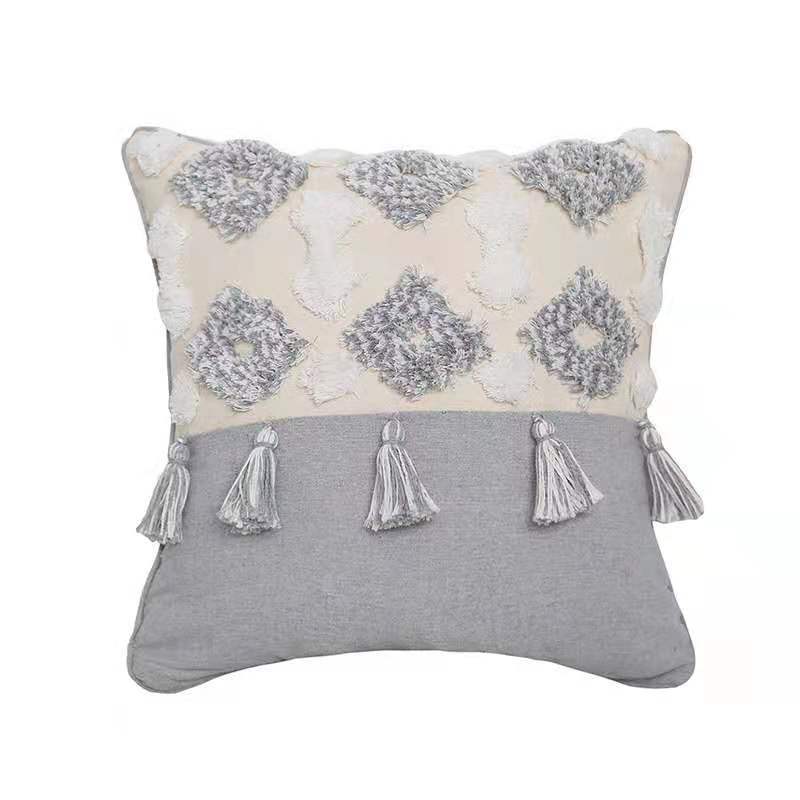 Tassel Throw Pillow Tufted Cushion