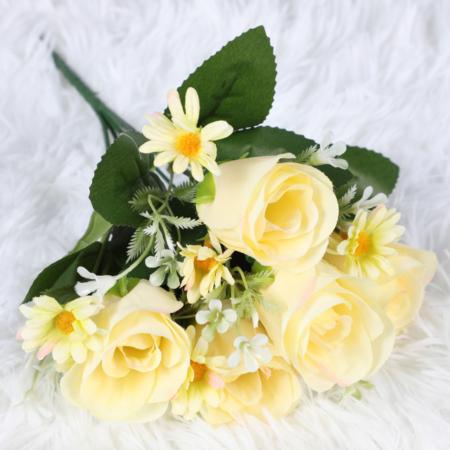 Artificial Flowers Realistic Roses Bouquet Home Wedding Decoration