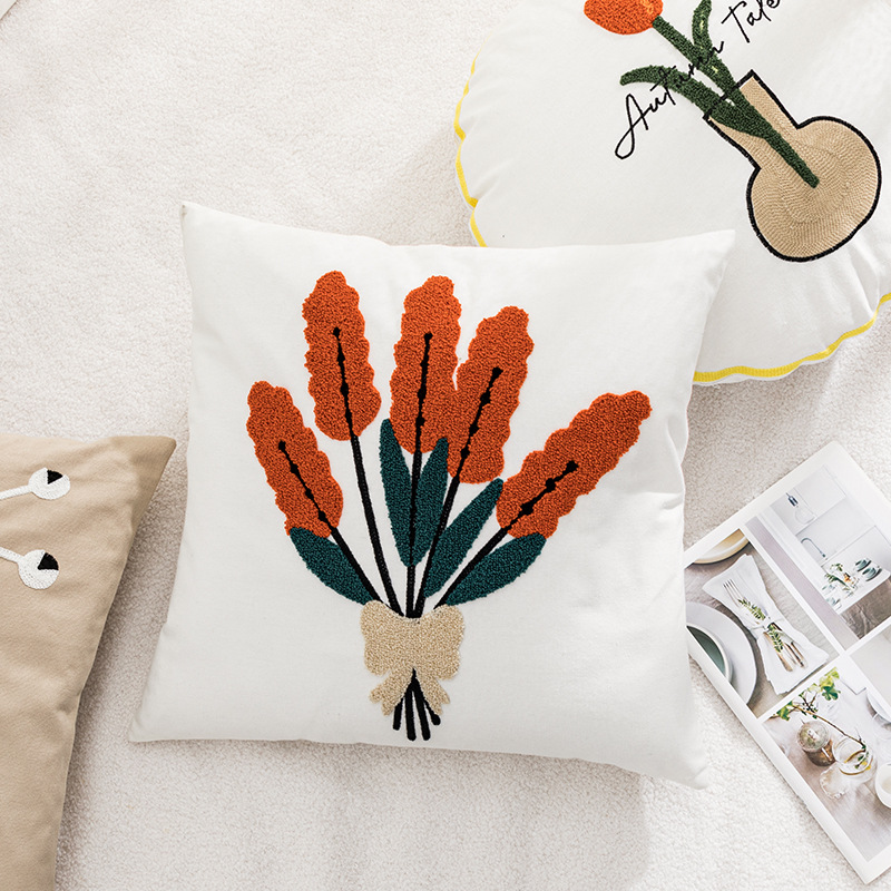 Floral Embroidery Throw Pillows