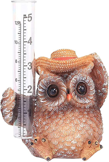 Owl Garden Statue Resin Owl Rain Gauges Outdoor Garden Decor