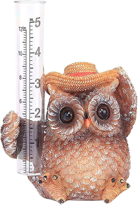 Owl Garden Statue Resin Owl Rain Gauges Outdoor Garden Decor