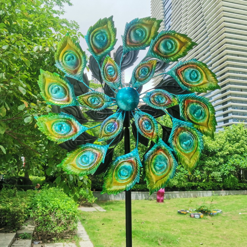 Peacock Wind Spinner Solar Light Garden Decoration